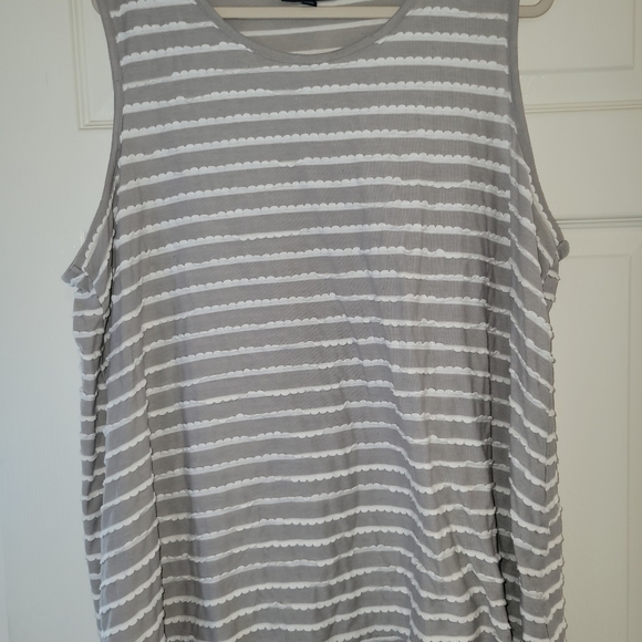 Modcloth Womens Top Plus Size 4XL Sleeveless Gray White Striped Scoop Neck - Picture 2 of 5